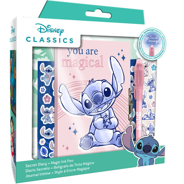 Stylo magique bleu inclus avec le carnet secret Disney Stitch, permettant d'écrire des messages invisibles