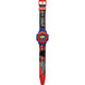 Bracelet rouge et bleu de la montre Marvel Spiderman avec motifs graphiques du personnage emblématique.