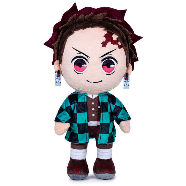 Peluche Tanjiro Kamado de 27 cm issue de Demon Slayer Kimetsu no Yaiba vue de face avec détails précis