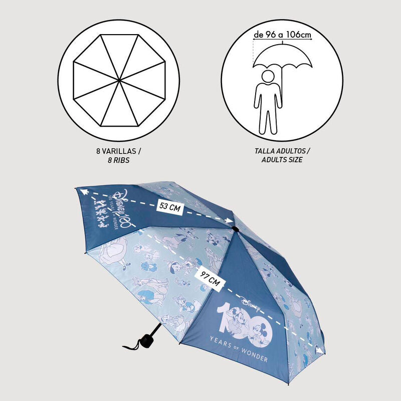 Vue du parapluie Disney CERDÁ plié, compact et facile à transporter