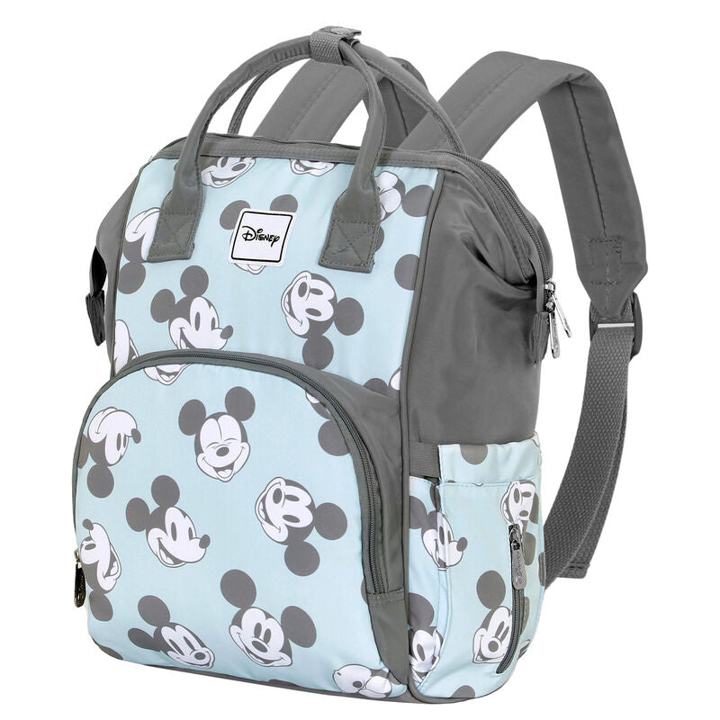 Poche latérale zippée avec distributeur de lingettes intégrée au sac maternité