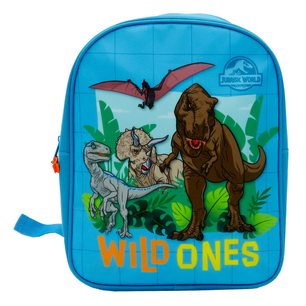 Gros plan sur le logo officiel Jurassic World imprimé sur le sac à dos CYP BRANDS