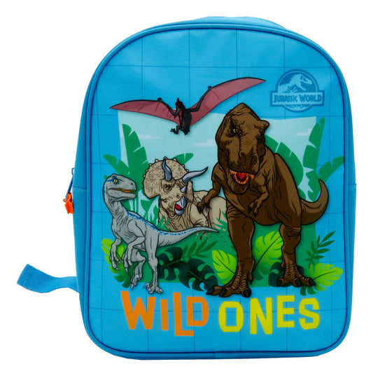 Gros plan sur le logo officiel Jurassic World imprimé sur le sac à dos CYP BRANDS