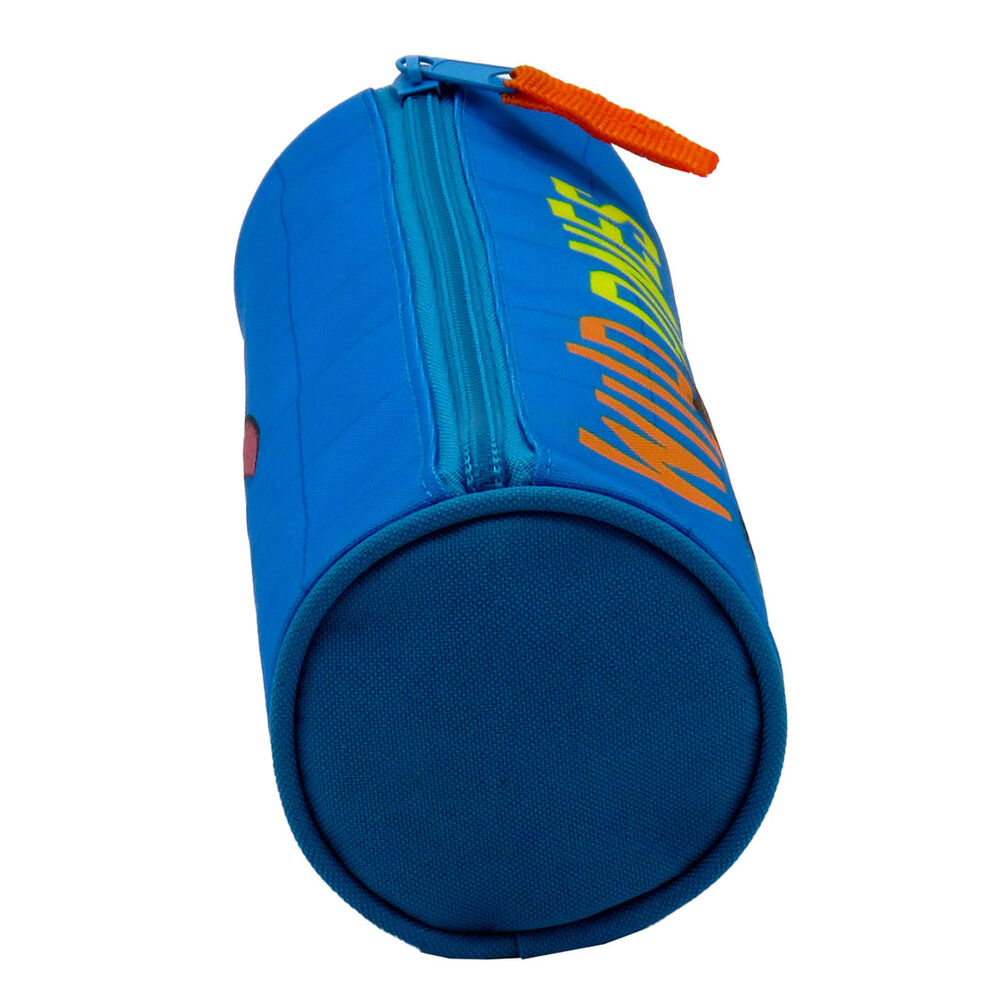Trousse Jurassic World ouverte présentant l'espace intérieur pour stylos et accessoires scolaires