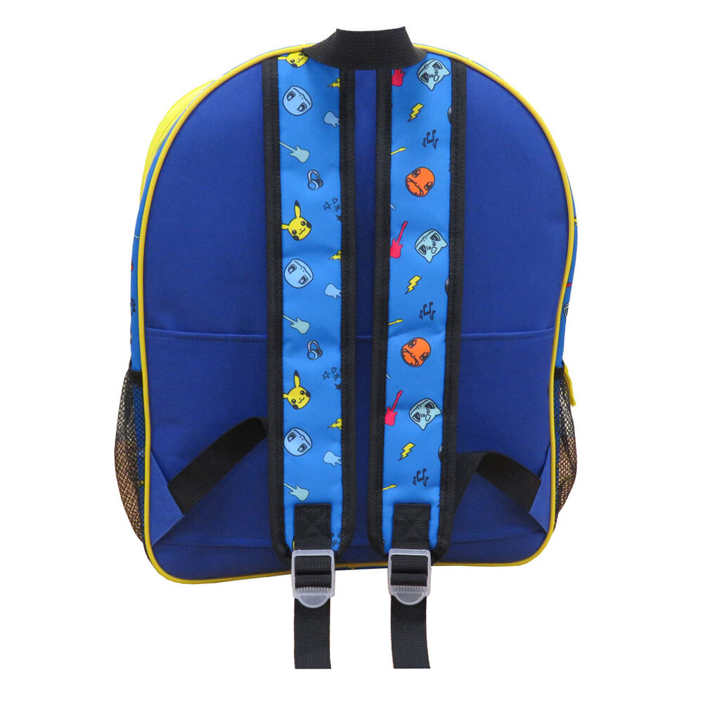 Vue latérale du sac à dos Pikachu montrant la poche zippée pratique