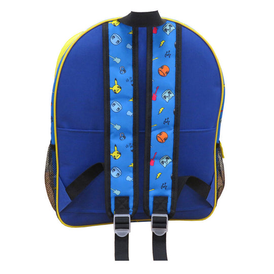 Vue latérale du sac à dos Pikachu montrant la poche zippée pratique