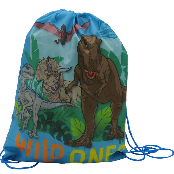 Vue rapprochée du sac Jurassic World montrant les détails du design et la texture du tissu
