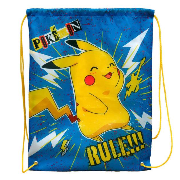 Sac de sport Pokémon Pikachu 40cm vu de face avec logo Pikachu jaune vif