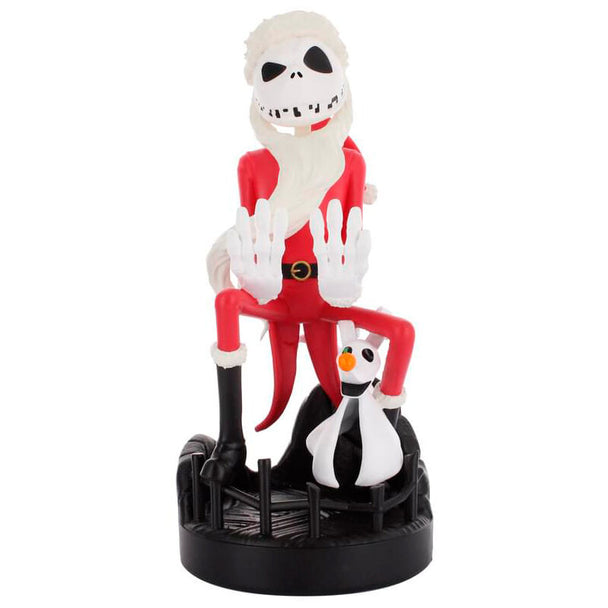 Vue frontale du support Jack Nightmare Before Christmas en costume de Père Noël, hauteur 20 cm.