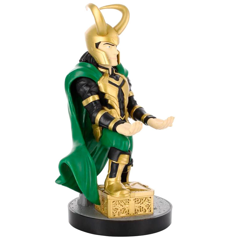 Détail du design Marvel Loki sur le support Cable Guy en gros plan