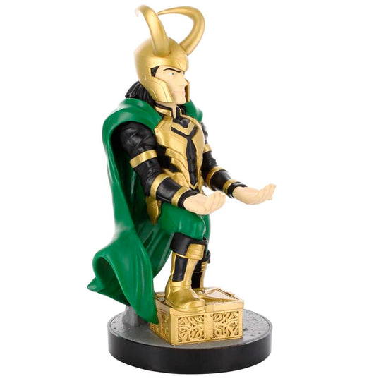 Détail du design Marvel Loki sur le support Cable Guy en gros plan