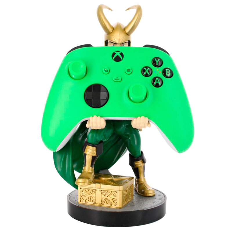 Support Marvel Loki tenant une télécommande universelle, démonstration d’usage