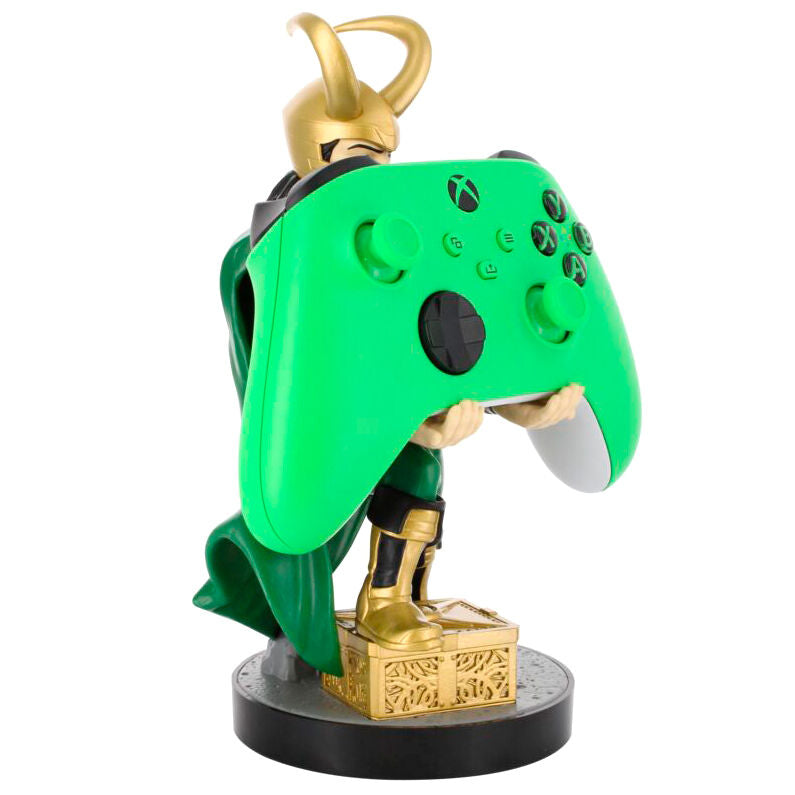 Support Marvel Loki avec manette PlayStation 5 et Xbox côte à côte