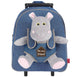 Valise trolley Holly Hypopotamo 38cm avec peluche hippopotame attachée vue de face