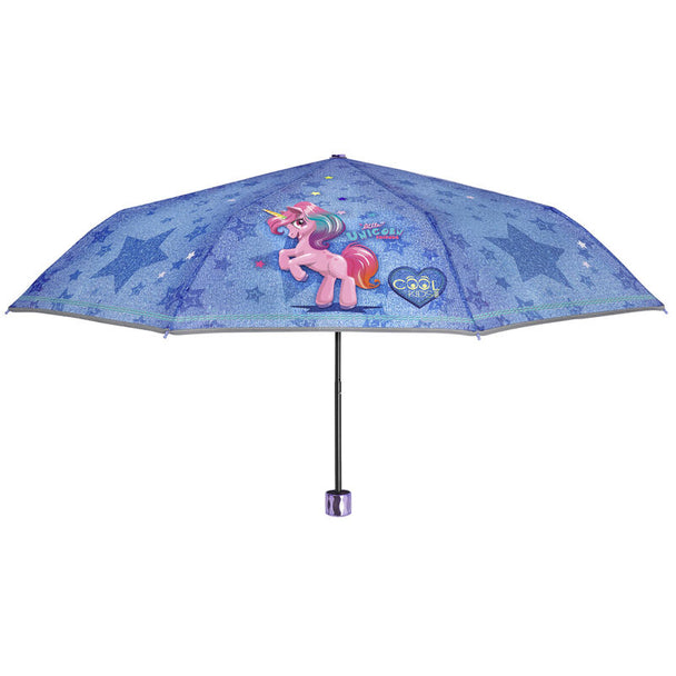 Détail des tiges en fibre de verre du parapluie Licorne PERLETTI, soulignant la résistance au vent et la qualité de la structure
