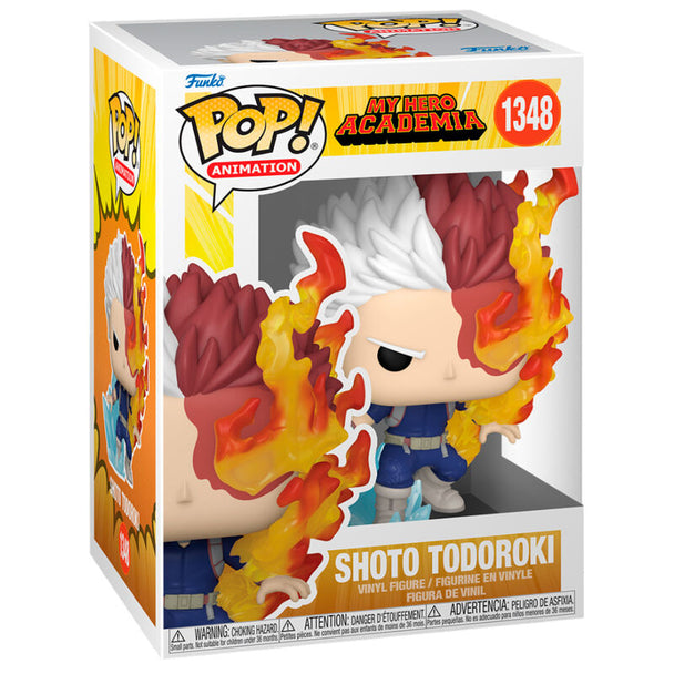 Figurine Funko POP en vinyle de Shoto Todoroki de My Hero Academia, vue de face dans sa boîte cadeau.