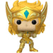Zoom sur la boîte collector de la figurine POP FUNKO Saint Seiya Hyoga, affichant le logo officiel et un design coloré.