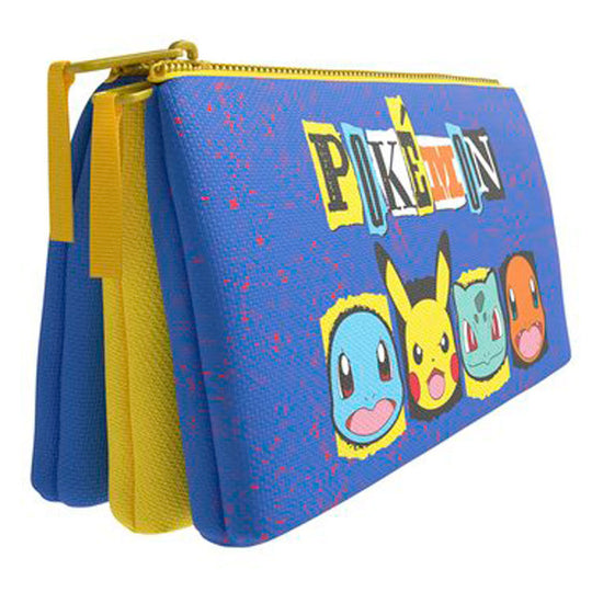 Photo de la trousse triple Pokémon fermée, mettant en avant le logo officiel CYP BRANDS et le design vibrant inspiré de Pokémon