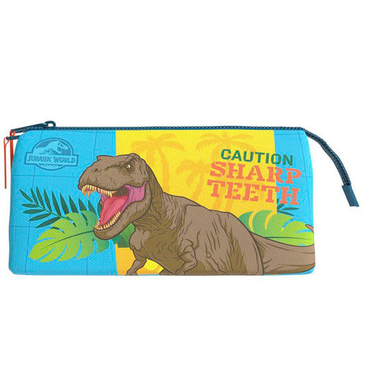 Photo de la trousse ouverte montrant les trois compartiments spacieux et bien organisés pour les fournitures scolaires