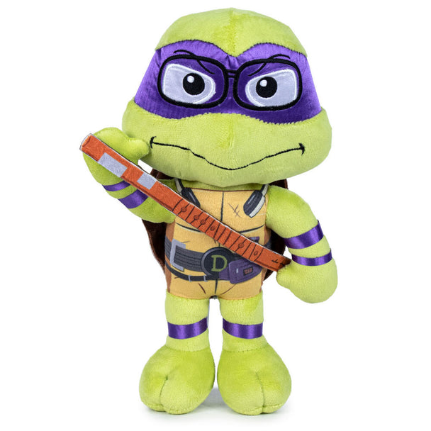 Peluche officielle Donatello des Tortues Ninja de 28 cm, douce et détaillée, idéale pour collection ou cadeau.