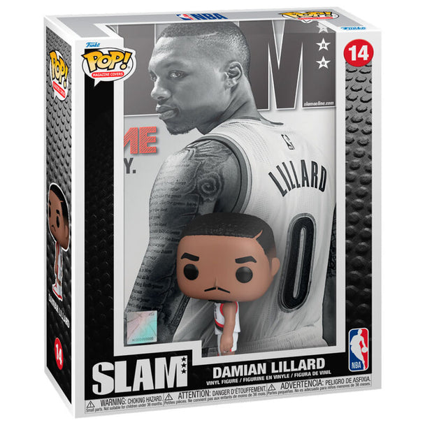 Figurine Funko POP NBA Damian Lillard en position de slam, vue avant avec détails du maillot et visage