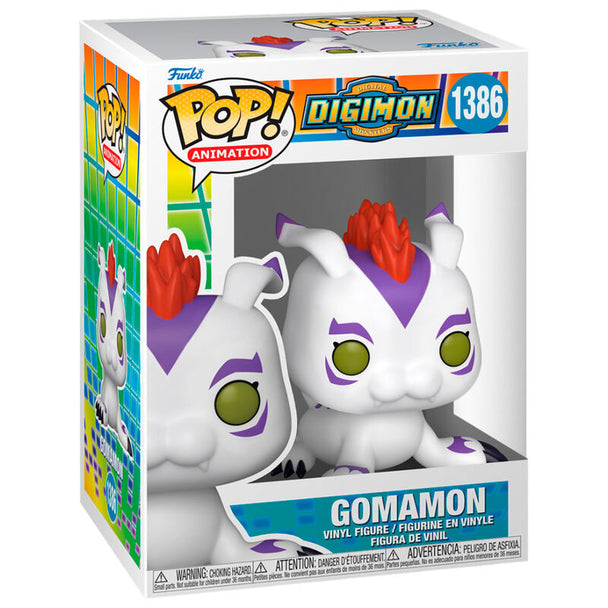 Figurine Funko POP Gomamon de Digimon en vinyle de 9cm présentée dans sa boîte cadeau officielle