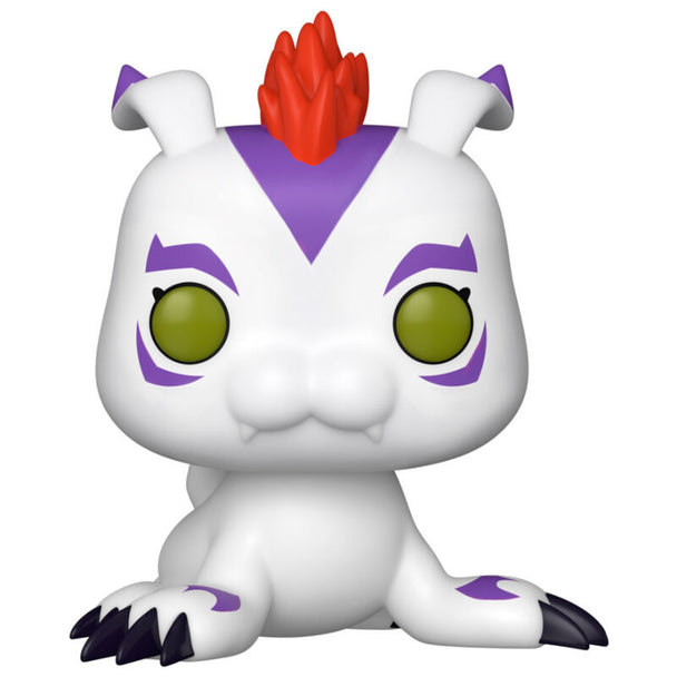 Vue rapprochée de la figurine Funko POP Gomamon avec détails colorés et boîte collector
