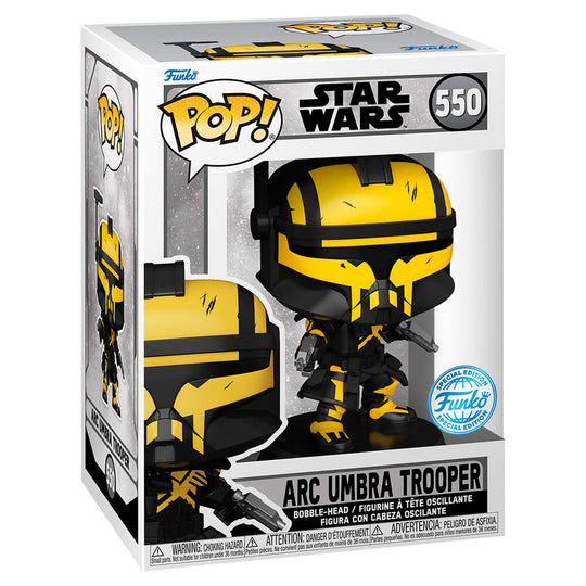 Boîte cadeau originale contenant la figurine Funko POP ARC Umbra Trooper exclusive, avec logos Star Wars et FUNKO visibles