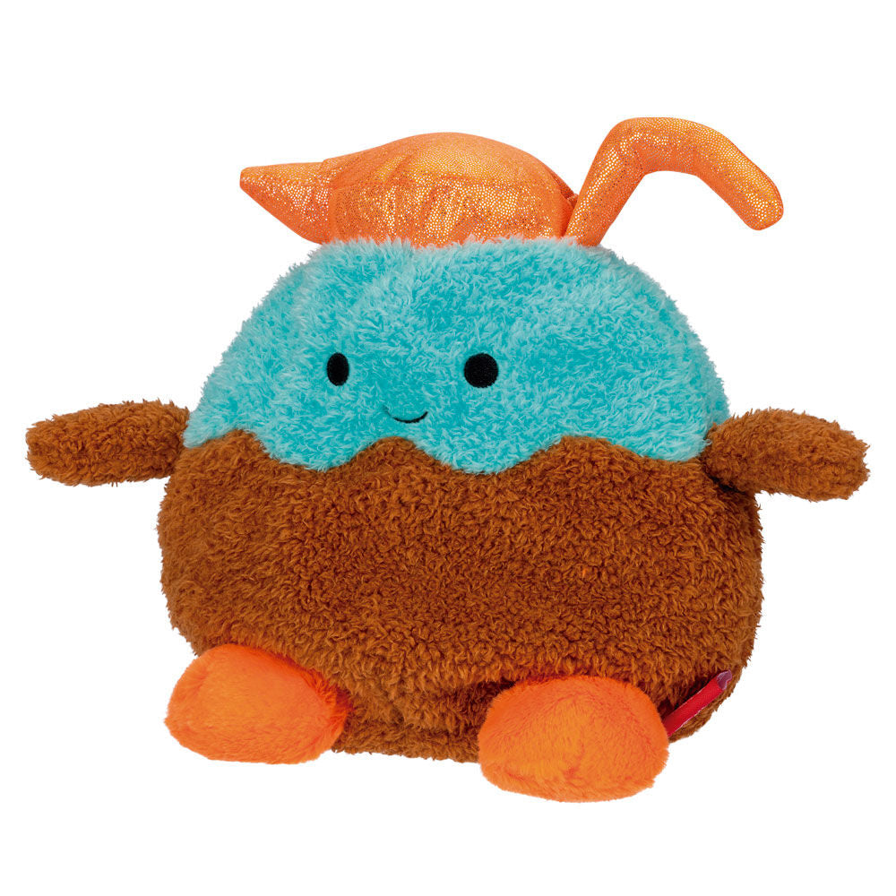 Image d'une peluche Bumbumz Breakfast 12cm tenue dans une main pour montrer sa taille