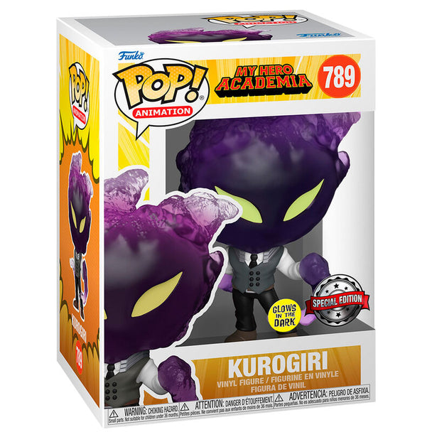 Figurine Funko POP Kurogiri exclusive de My Hero Academia en vinyle noir et violet, 9 cm, vue de face