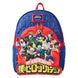 Sac à dos Loungefly My Hero Academia vue de face avec logo embossé en cuir vegan Saffiano