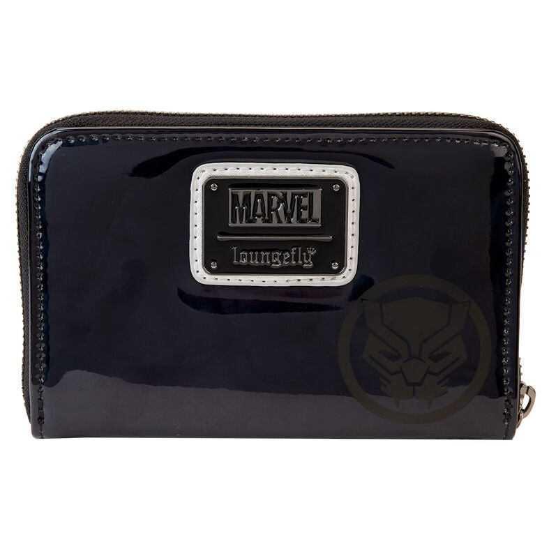 Intérieur du portefeuille Marvel Black Panther Loungefly montrant la doublure coordonnée et compartiments à cartes