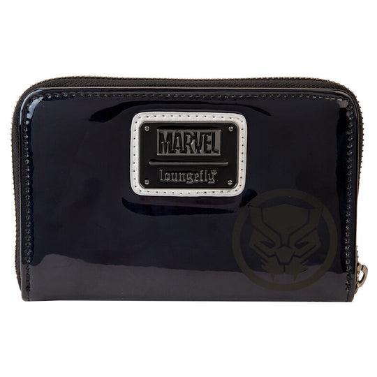Intérieur du portefeuille Marvel Black Panther Loungefly montrant la doublure coordonnée et compartiments à cartes