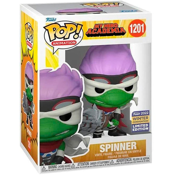 Figurine Funko POP Spinner exclusive My Hero Academia vue de face avec boîte cadeau