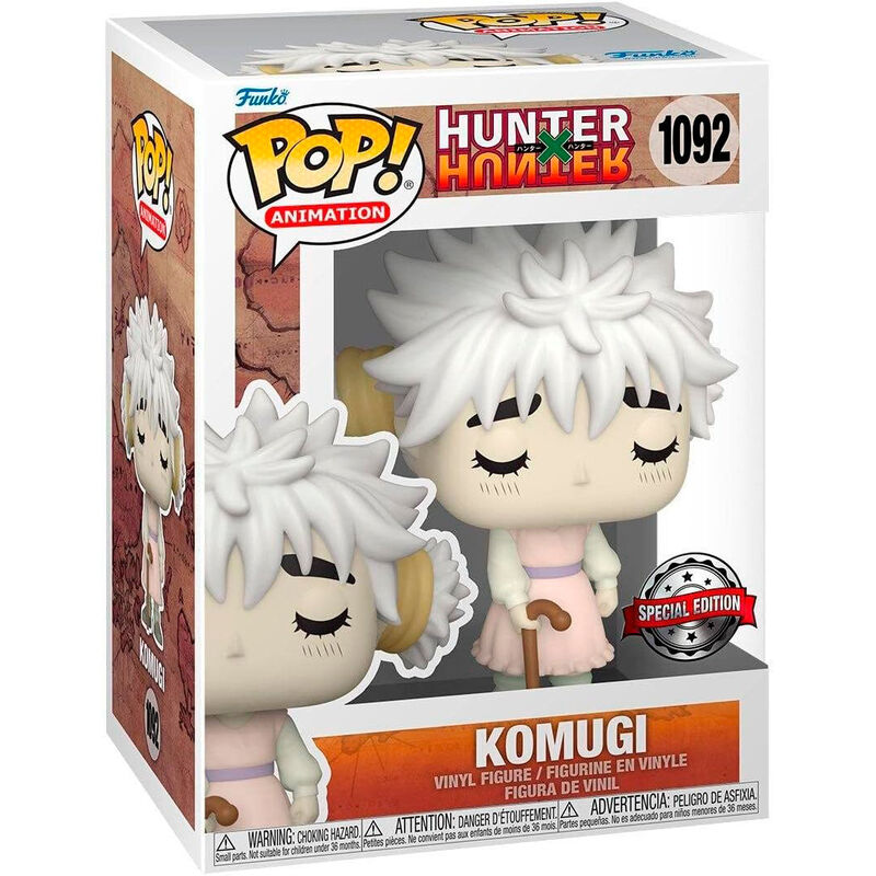 Détail de la figurine Komugi Hunter X Hunter Funko POP exclusive, vue de face avec couleurs vives