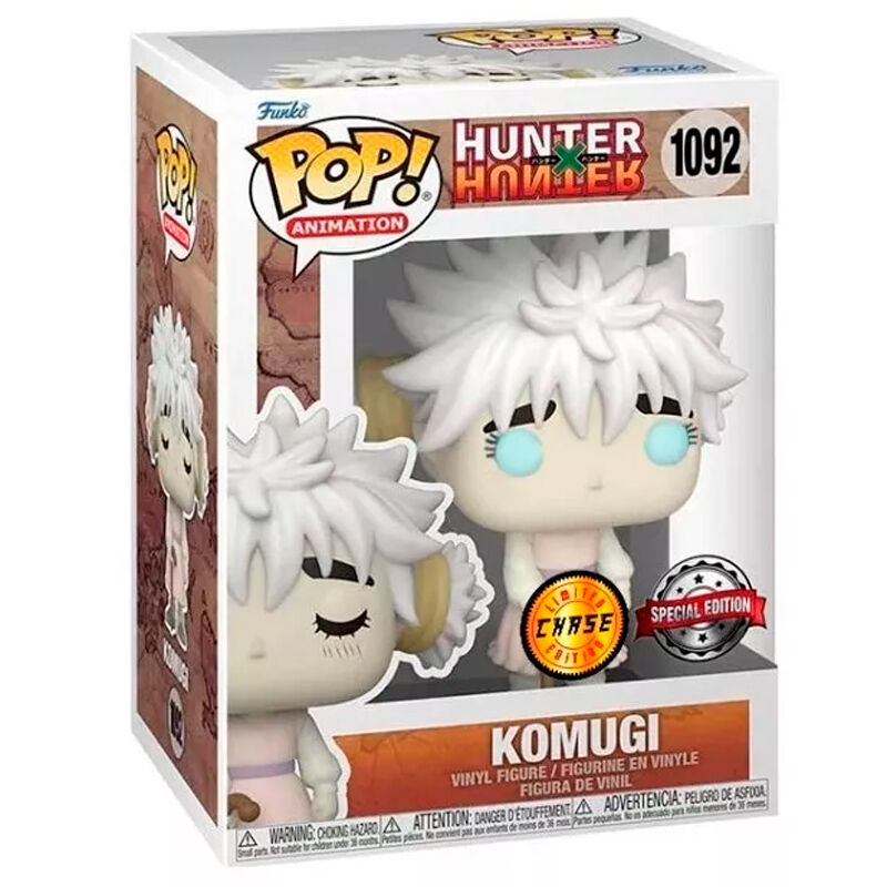 Vue latérale de la figurine Komugi Hunter X Hunter Funko POP exclusive avec emballage soigné
