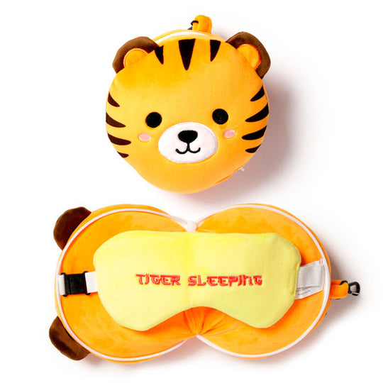 Coussin de voyage Adoramals Tiger PUCKATOR en polyester et spandex, vue de face avec motif tigre