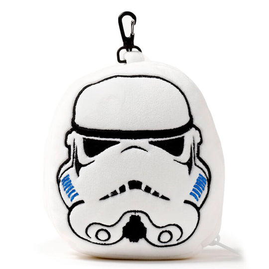 Coussin de voyage Stormtrooper Star Wars PUCKATOR présenté sous un angle latéral