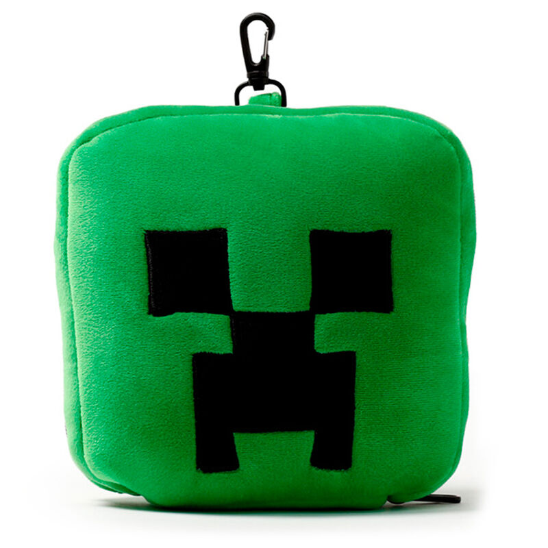 Emballage original PUCKATOR de l’oreiller de voyage Minecraft Creeper avec logo et informations produit