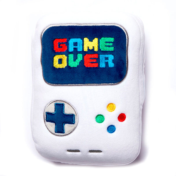 Coussin de voyage Relaxeazzz Game Over avec masque pour les yeux vue de face sur fond blanc