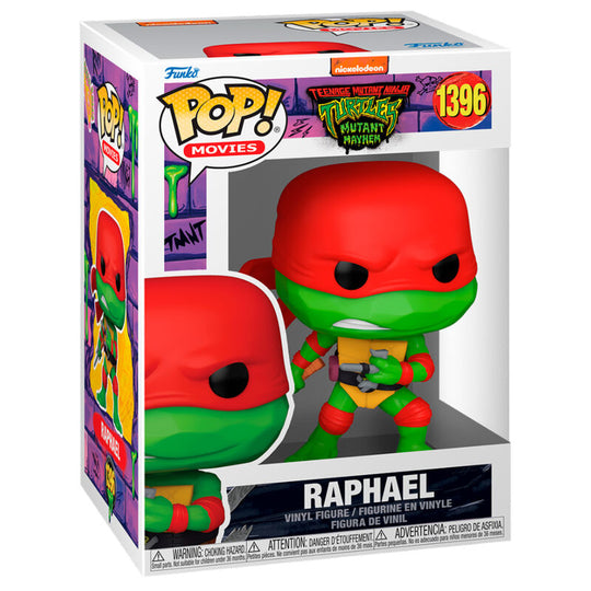 Figurine Funko POP de Raphael des Tortues Ninja en vinyle de 9 cm, présentée dans sa boîte cadeau originale.