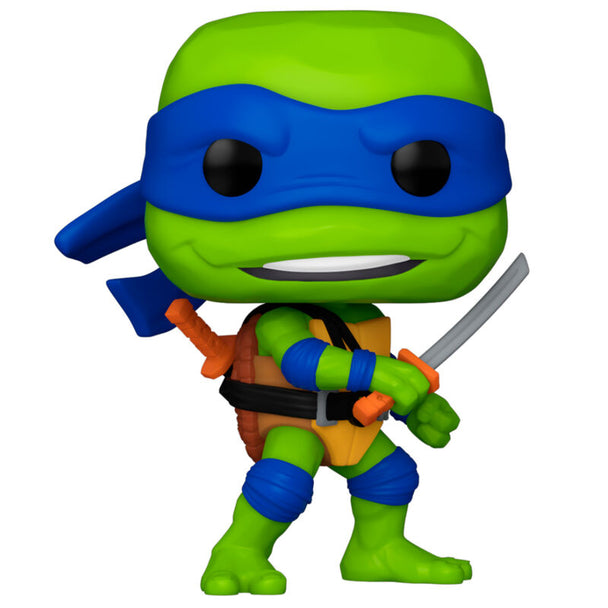 Vue rapprochée de la figurine POP Funko Leonardo avec ses détails de costume et son katana