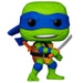 Vue rapprochée de la figurine POP Funko Leonardo avec ses détails de costume et son katana
