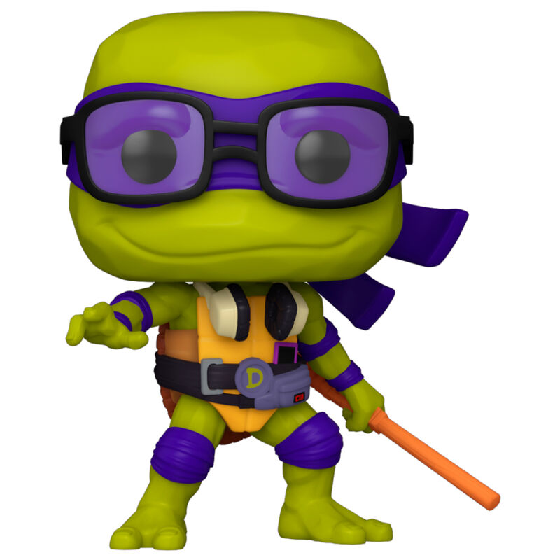 Zoom sur la figurine Funko POP Donatello avec détails précis et couleurs vives