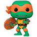 Vue rapprochée de la figurine Michelangelo des Tortues Ninja POP FUNKO avec détails colorés