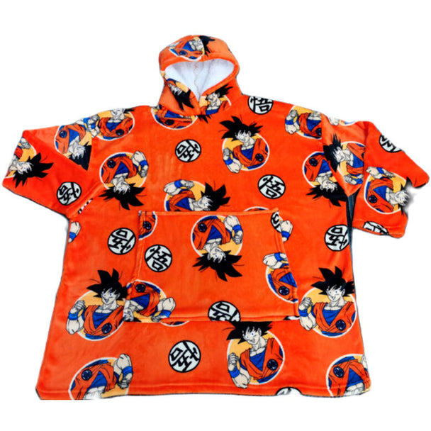 Sweatshirt oversize Dragon Ball pour enfants en couleur corail avec logo TOEI ANIMATION visible sur le devant.