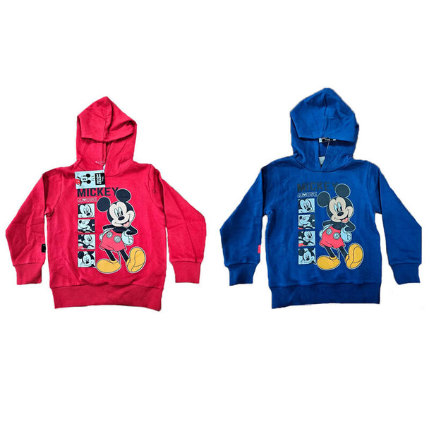 Sweat à capuche Disney Mickey assorti en coton 100% pour enfants, disponible en plusieurs tailles.