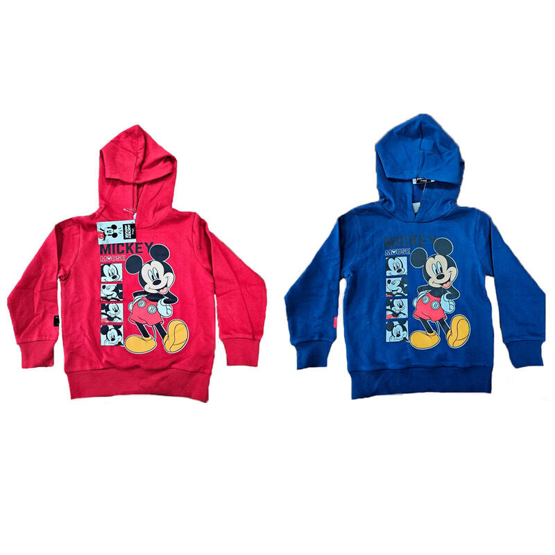 Sweat à capuche Disney Mickey assorti en coton 100% pour enfants, disponible en plusieurs tailles.