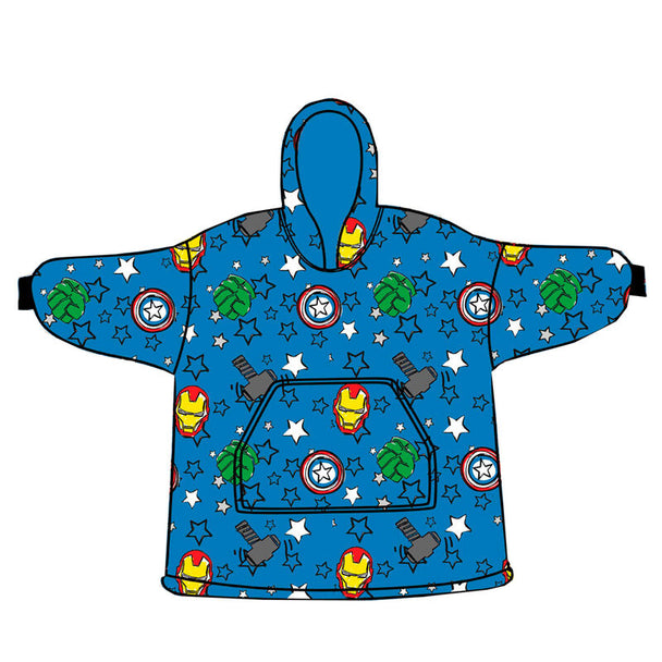 Sweat oversize corail Marvel Avengers pour adulte, taille unique, vue avant avec imprimé super-héros