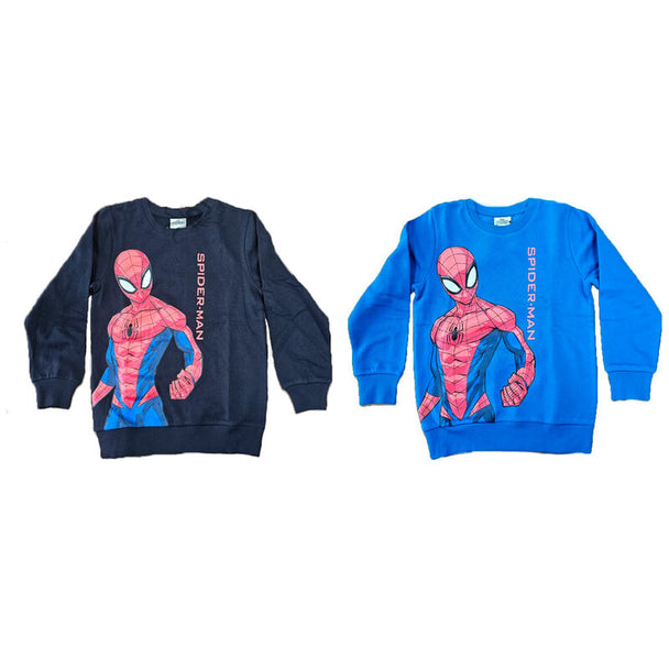 Sweatshirt Marvel Spiderman enfant en coton avec design officiel, disponible en plusieurs tailles de 4 à 12 ans